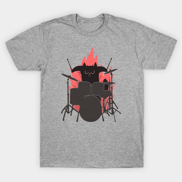 Drumming Cat T-Shirt by Brookcliff
